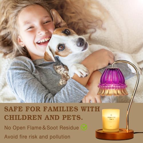 Funistree Purple Flower Candle Warmer Lamp with Timer – 2x50W, Adjustable Temp