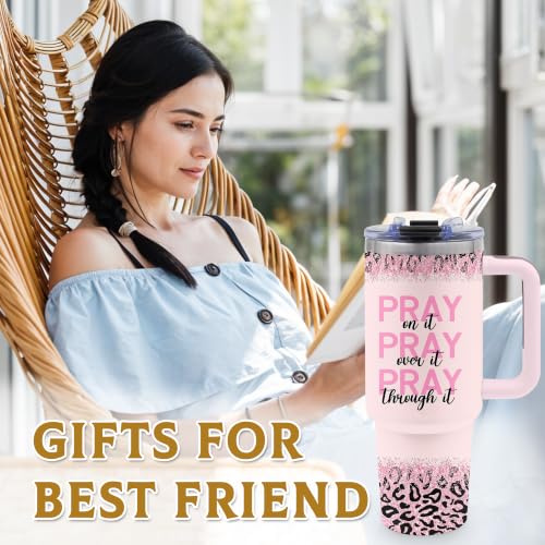 40oz Christian Tumbler with Handle & Straw – TNASURHUS Pink ChristSZJ