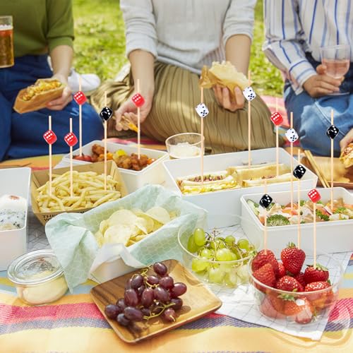 Dice Cocktail Picks - Casino Toothpicks 4.7 Inch Party Appetizer Skewers