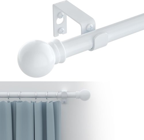 GXOACKJ Curtain Rods - Heavy Duty 5/8 Inch Decorative Metal Set for Windows 32-62 Inch | White Finish