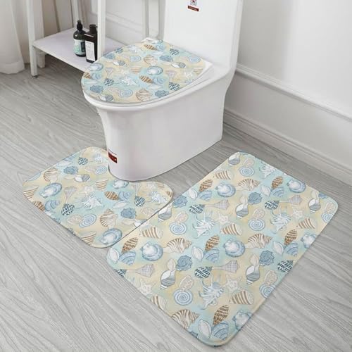 Coastal Seashells Pattern Decorative Carpet 15.7x23.6 Inch Non-Slip Rug