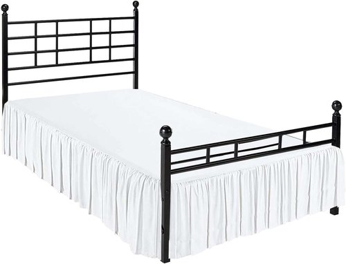 SlumberWell Queen Bed Skirt with Split Corners, Soft Microfiber, 12 Inch Drop, White Solid, Elegant Ruffled Design