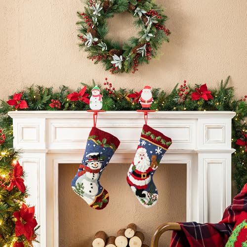 Glitzhome Christmas Stocking Holders for Mantel, Set of 2 Epoxy Resin