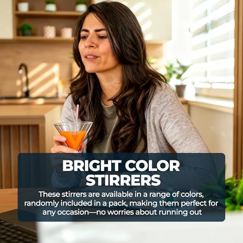 HOUZZKINGZ USA 1000 Assorted Color 5" Plastic Coffee & Cocktail Stir Sticks