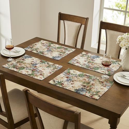 Warm Home Designs Mums Set of 4 Elegant Placemats | Holiday & Farmhouse Style