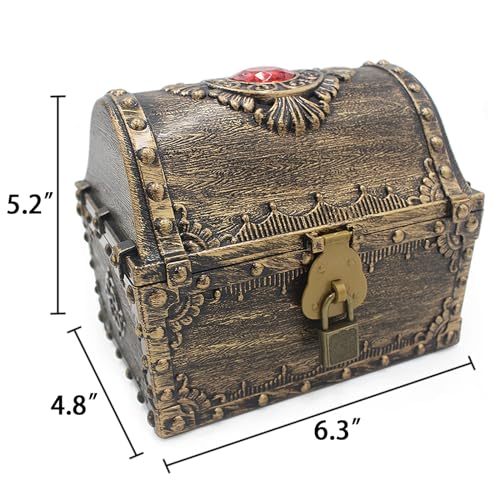 Plastic Treasure Chest for Kids with Lock and Key - Pirate Toy Storage Box