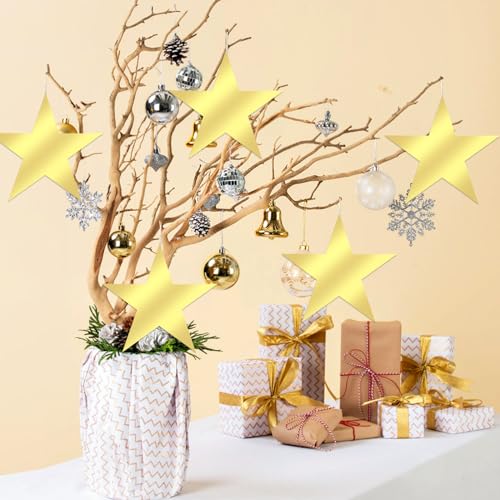 100 Pcs 6-Inch Gold Star Cutouts - Double-Sided Glitter Paper Stars