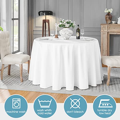 120-Inch Round Polyester Tablecloths - 6 Pack, Stain & Wrinkle Resistant