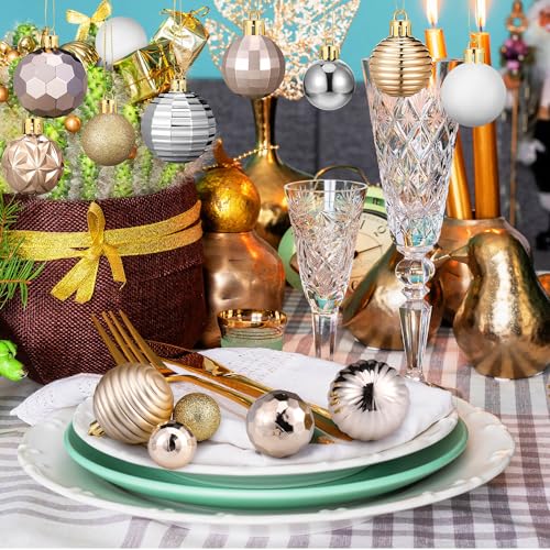 Lunmon 72 Pcs Christmas Ornaments Bulk - Elegant Gold Silver White Decorations
