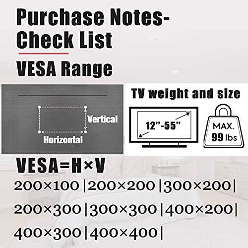 No Stud TV Wall Mount - Drywall Hanger Bracket for 13-55 Inch TVs up to 99 lbs