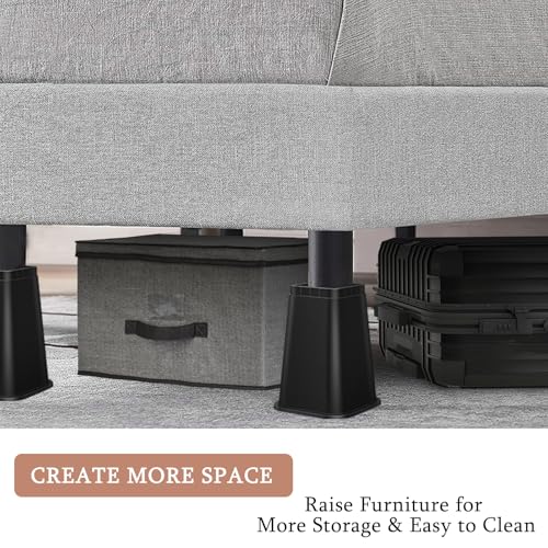 8 Inch Heavy Duty Bed Risers - Set of 4 Adjustable Furniture Risers