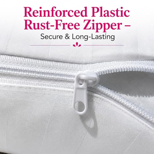 Standard Cotton Pillow Protectors - 300 TC Breathable Zippered Covers (2 Pack)
