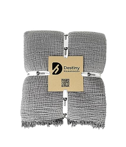 King Size Organic Cotton Muslin Coverlet Bedspread - 95 x 106 Inches, Reversible, Lightweight & Ultra Soft