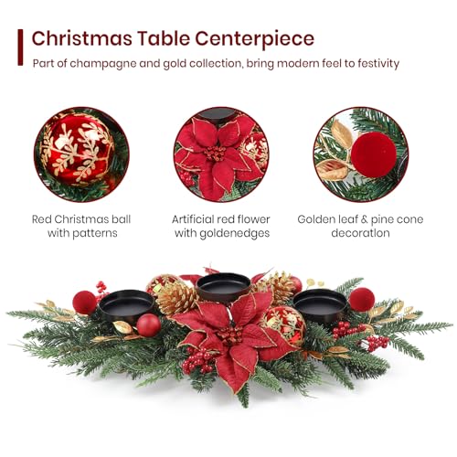 28-Inch Christmas Table Centerpiece Candle Holder with 3 Trays