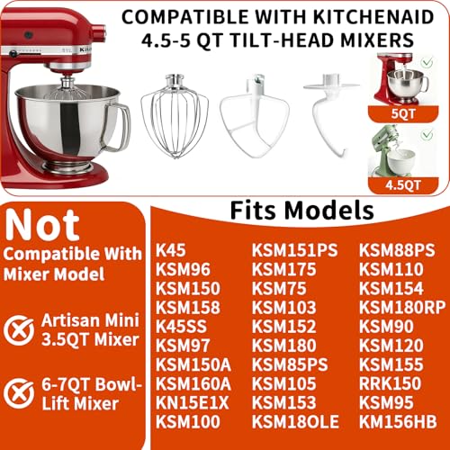 3-Piece Stand Mixer Attachment Set for 4.5-5QT Tilt-Head Mixers