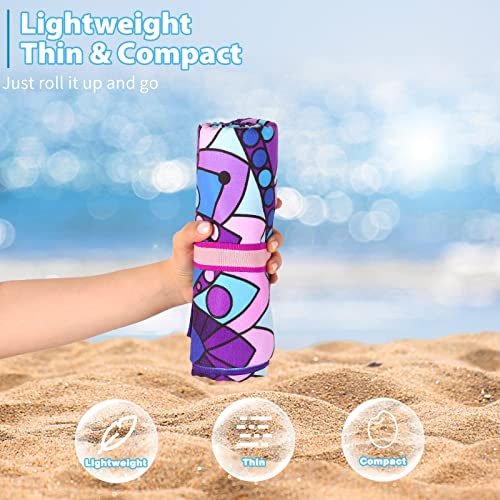Oversized Microfiber Beach Towel - 2 Pack Sand-Free Quick-Dry Travel Towels