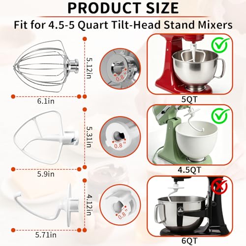 3-Piece Stand Mixer Attachment Set for 4.5-5QT Tilt-Head Mixers