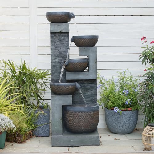 50-Inch 5-Tier Cascading Garden Water Fountain with LED Lights