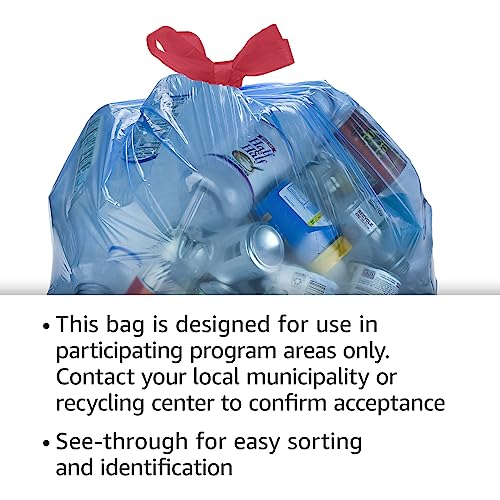 13 Gallon Blue Recycling Drawstring Trash Bags - Tall Kitchen, 60 Count