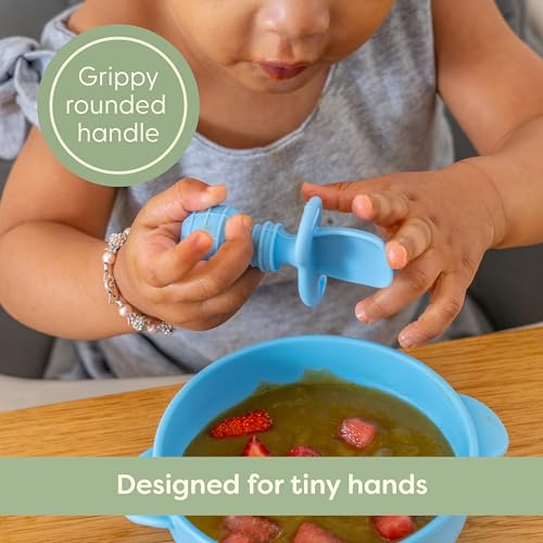 Silicone Baby Spoons with Anti-Choke Barrier for Self-Feeding