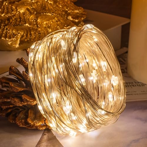 Dazzle Bright Fairy Lights 66 ft 200 LED USB Power, 8 Modes, IP44 Waterproof with Remote – Warm White