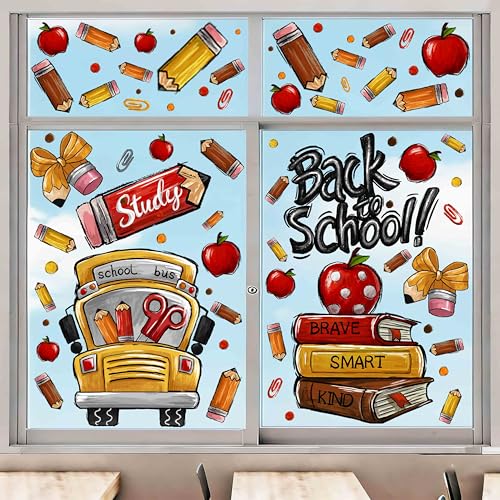 Back to School Window Clings - 8 Reusable Classroom Decor Sheets