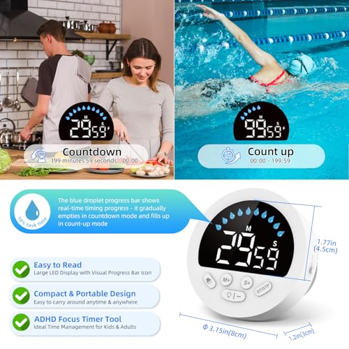 Waterproof Digital Shower Timer with LED Display and Suction Cup