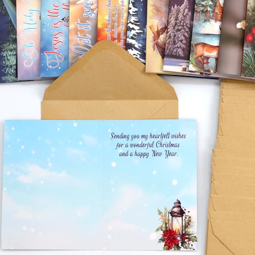 Religious Christmas Bible Verse Cards 24 Pack with Envelopes & Stickers