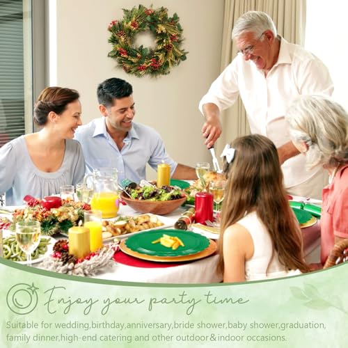 Mulbozy 100 Pcs Green Plastic Plates,Green Disposable Plates Set for