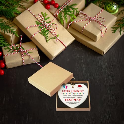 Daddy & Mommy Enjoy Your Last Christmas Ornament – Pregnancy Announcement Keepsake