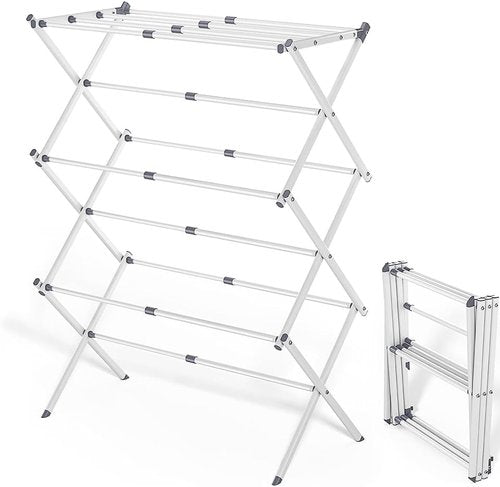 Foldable Clothes Drying Rack - Portable Indoor Laundry Drying Solution with 4 Hangers | 41"x29"x14", White