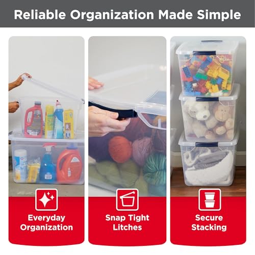 Clear Plastic Storage Bins with Lids 32 Qt 6 Pack