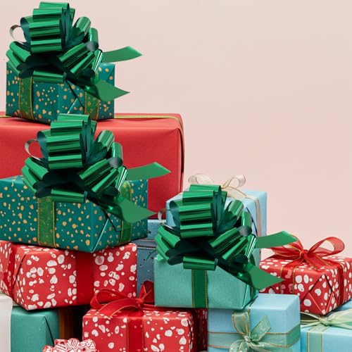 12 Inch Green Large Pull Bow - Giant Gift Wrap Decoration & Party Accessory