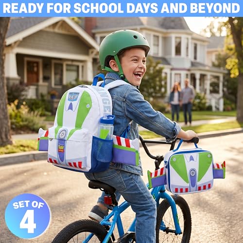 Boys 4-Piece School Backpack Set with Insulated Lunch Bag & Water Bottle