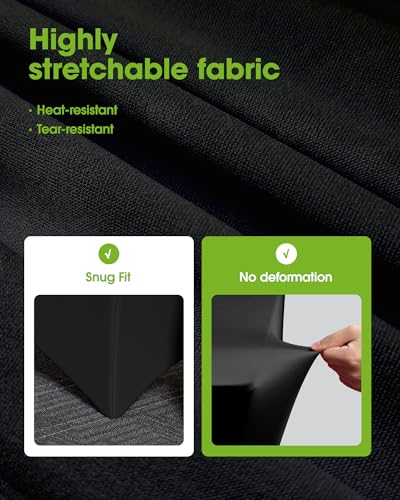 6ft Stretch Spandex Tablecloth 2-Pack - Fitted Wrinkle-Free Table Cover (Black)