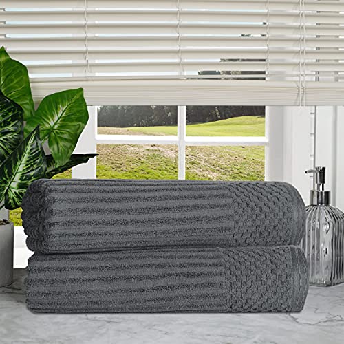 Charcoal Cotton Bath Sheet Set - 2-Piece Absorbent, Luxurious 34x68" Towels