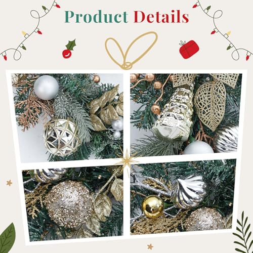 FairyLee 6ft Gold Battery-Operated Christmas Garland with 20 LED Lights & Timer