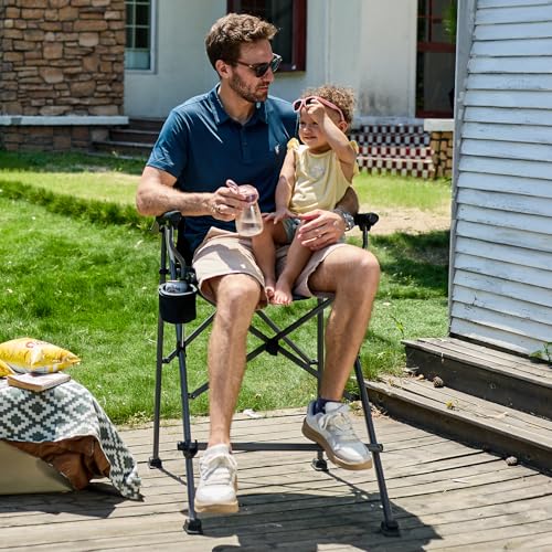 Tall Director Camping Chair, Foldable Portable Camp Seat with Footrest
