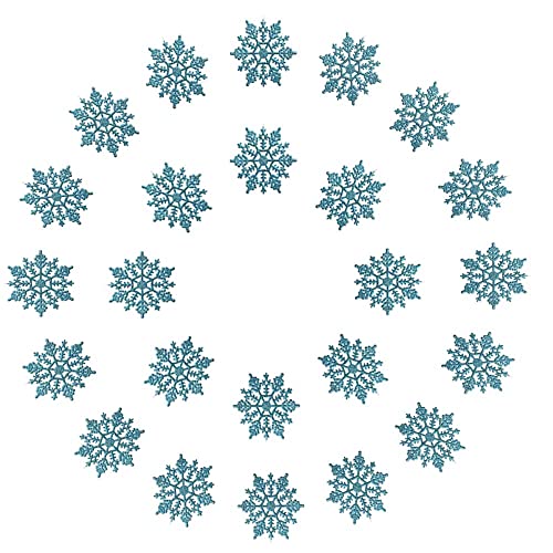 SeaStar Turquoise Snowflake Ornaments 24pcs, Sparkling Iridescent Holiday Decorations