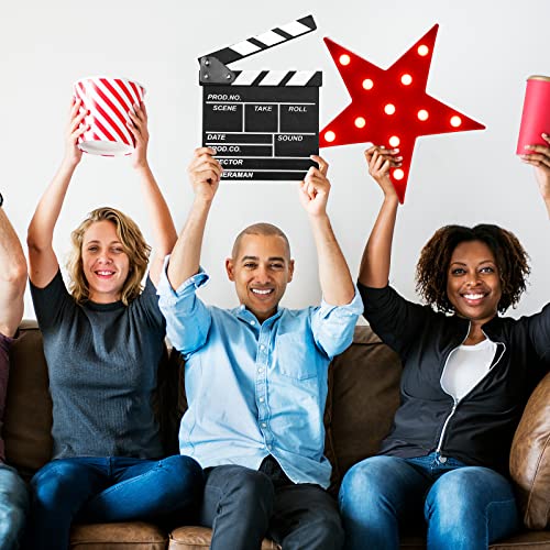 Movie Night Party Decorations: LED Marquee Star Sign and Wood Clapper Board