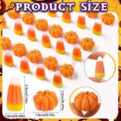 70-Piece Mini Resin Pumpkin and Candy Corn Halloween Table Scatter Decor