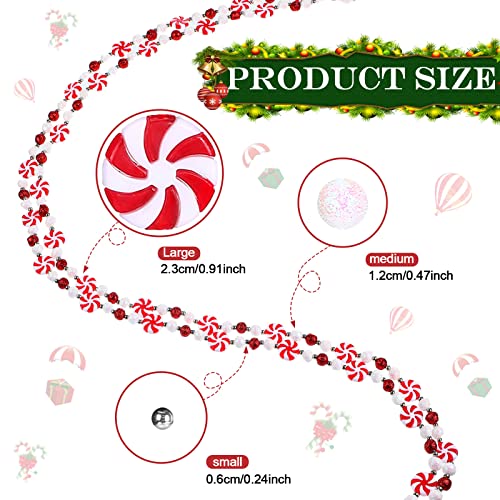 Berlune Candy Christmas Garland - 16ft Red & White Peppermint Decor - Candy Variation