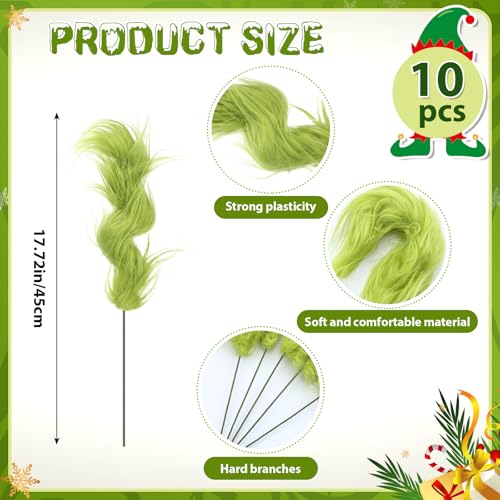 10 Pcs Lime Green Furry Christmas Tree Topper Picks, Classic - Thiccywoov