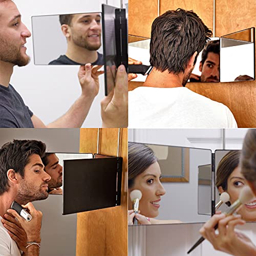 HIEEY 3 Way Mirror for Hair Cutting,360 Trifold with Height