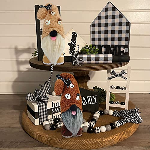 Mailin 2Pcs Dog Gnomes Puppy Doll Gnomes Plush Handmade Scandinavian Swedish Tomte Ornament Gnome Decorations for Home Tiered Tray D?cor
