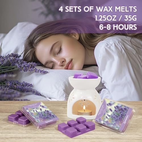 Scentorini Lavender Wax Melts, 4 x 1.25oz - Soy Wax Cubes for Sleep (Light Purple Variant)