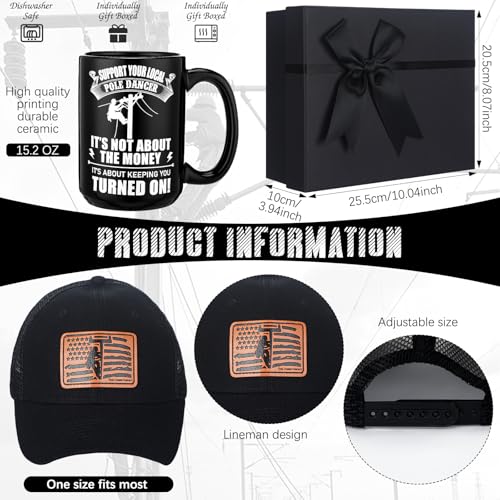 Berlune Lineman Gift Set for Men - Prayer Keychain, Hat, Mug, Socks, Pens & Gift Box