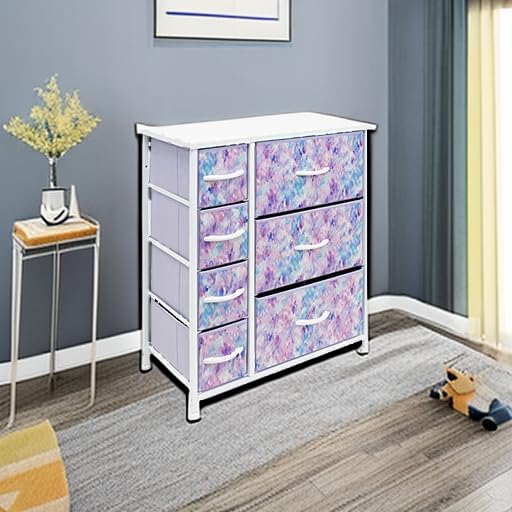 7-Drawer Dresser with Wood Top, Fabric Storage Chest for Kids Bedroom