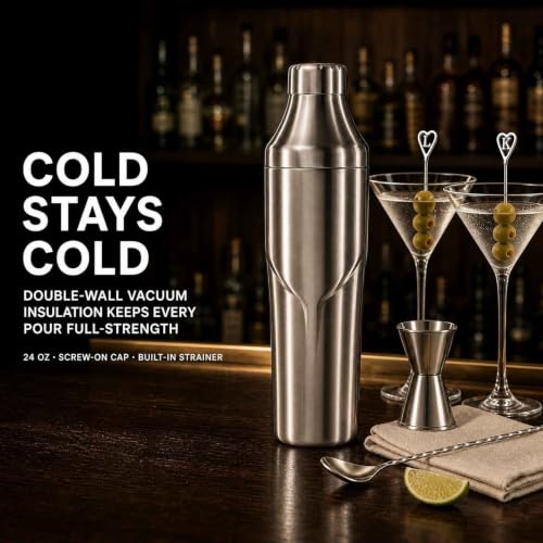 Lexenic 24oz Double Wall Stainless Steel Vacuum Insulated Martini Shaker