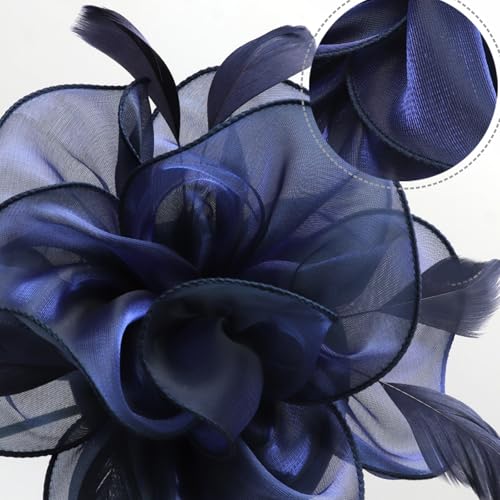 Fascinator Hat with Feathers and Ribbons for Tea Party Headband and Clip
